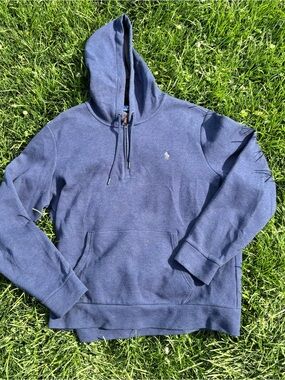Ralph Lauren Navy Blue Pullover Hoodie with Polo Pony